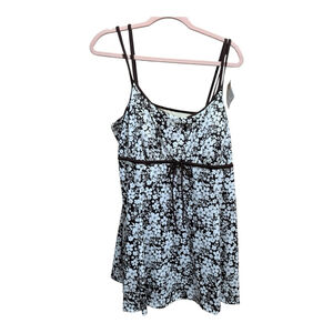 Vintage Suit Yourself Size 24 One Piece Swim Dress In Chocolate Brown Floral NWT